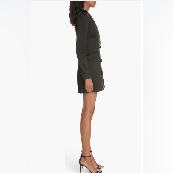 NWT Women’s Milly black stretch satin blazer mini dress double breasted size 10 - Picture 3 of 6
